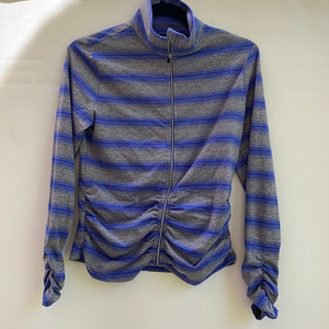 Calvin Klein Performance Ruched Zip Jacket Blue Stripe Size S